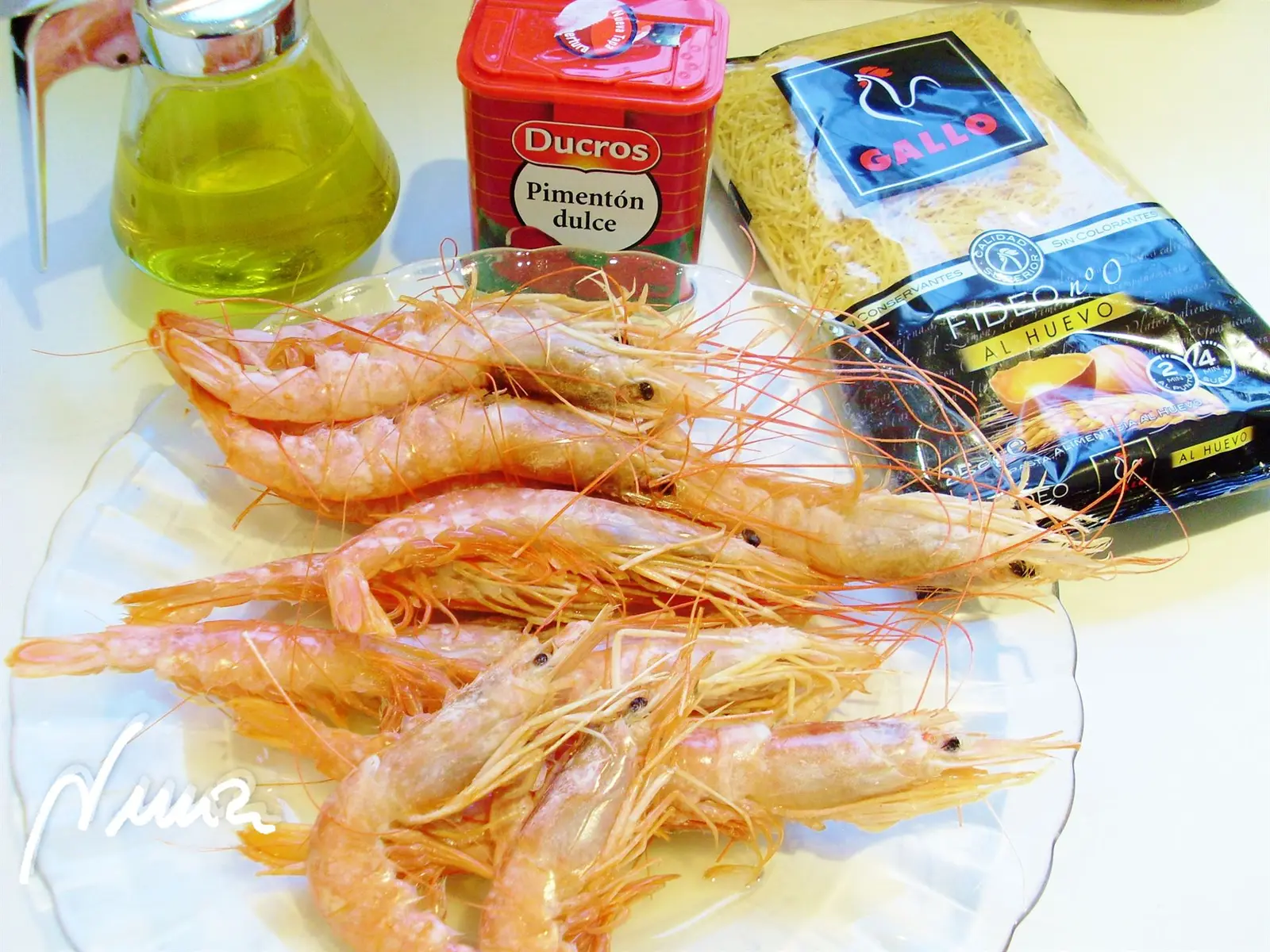Fideos con gambas: ingredientes
