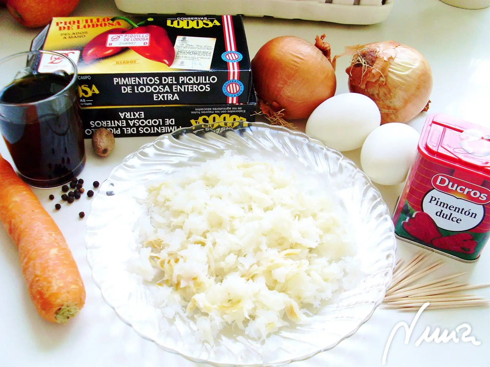 Pimientos del piquillo rellenos de bacalao: ingredientes