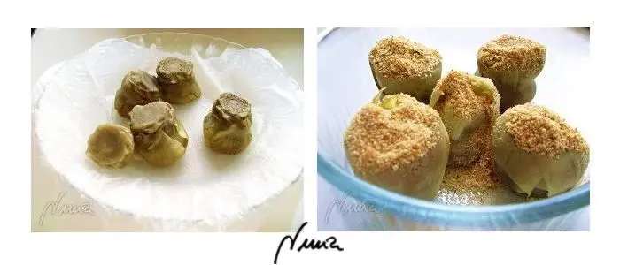Alcachofas gratinadas, paso 2: Pelar un poco las alcachofas, deshojando las hojas externas más duras. Luego se termina…