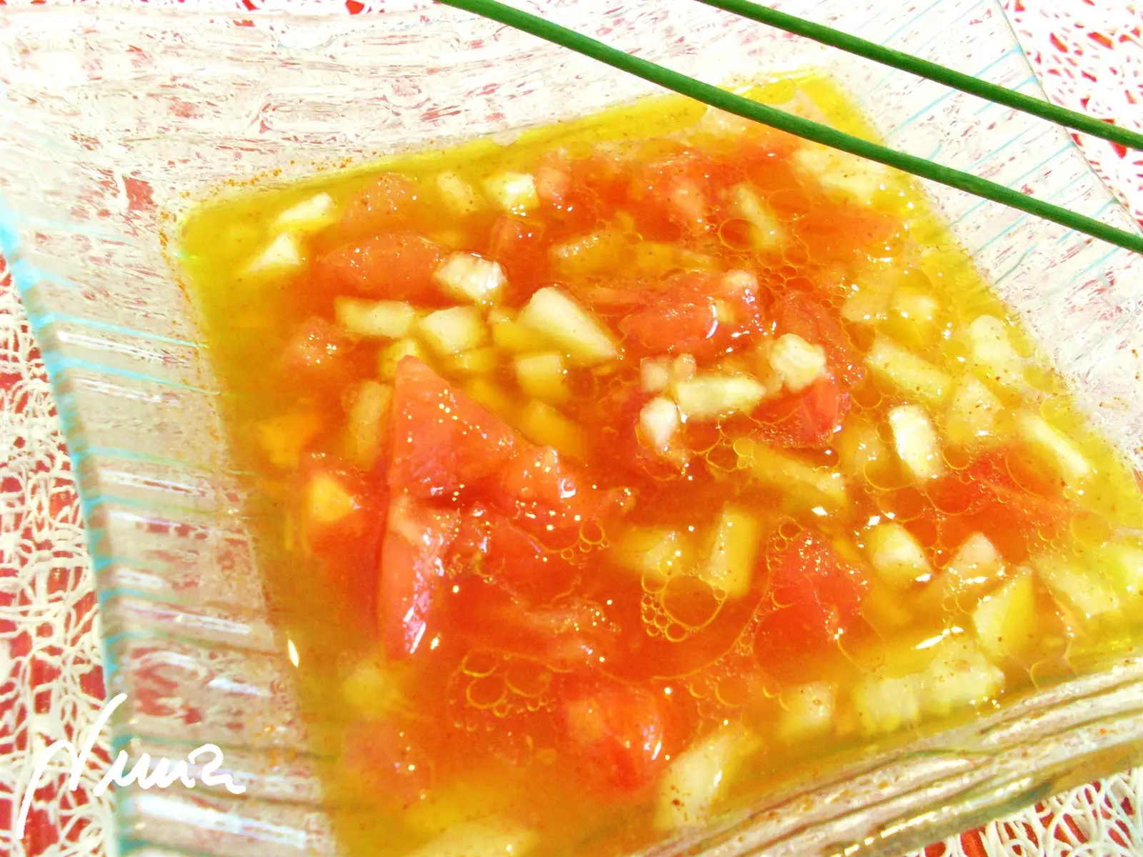 Gazpacho calerano, paso 4: Remover y terminar de sazonar al gusto.