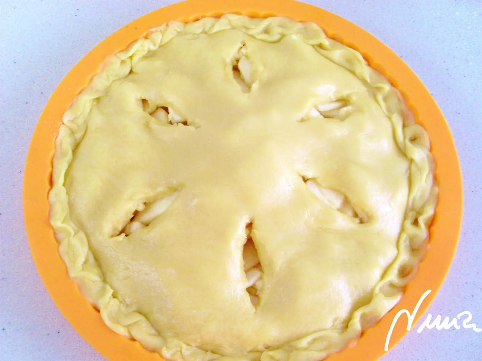 Pastel de manzana – paso a paso, paso 20: Así queda terminada antes de hornear: