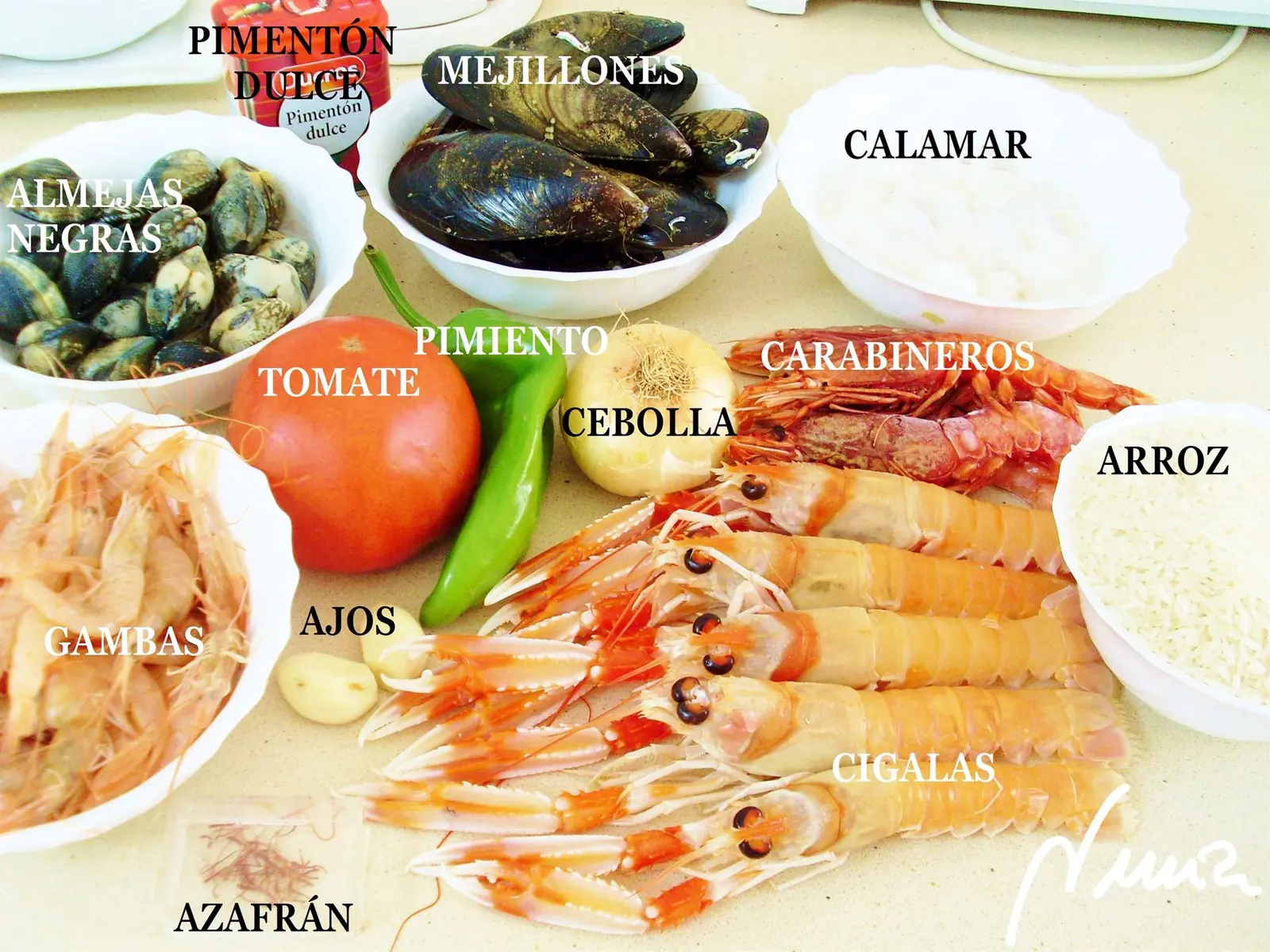 Paella de marisco: ingredientes