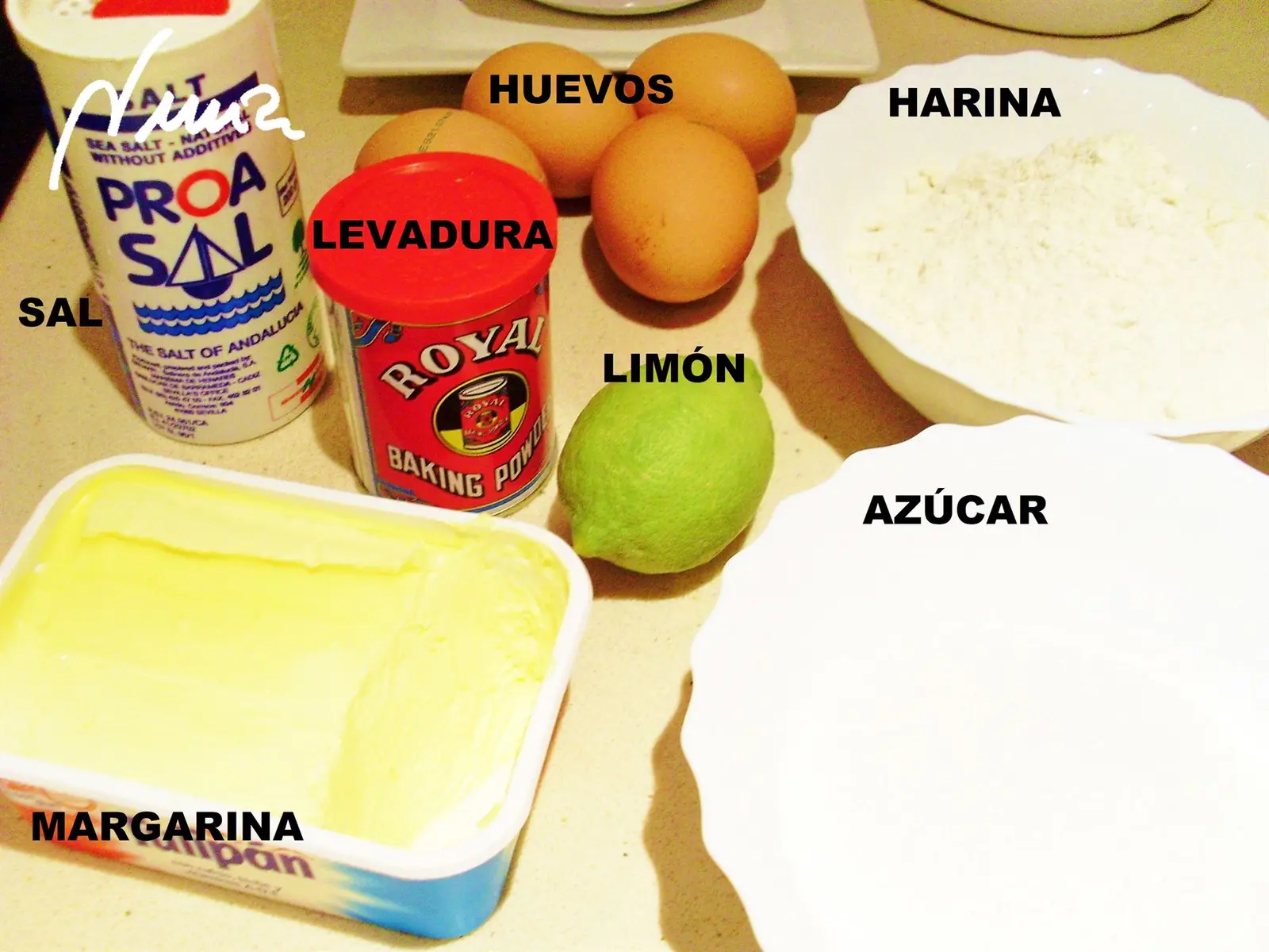 Magdalenas de limón: ingredientes