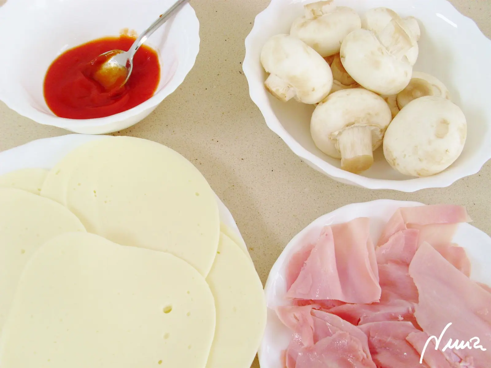Pizza-champi Andrea: ingredientes