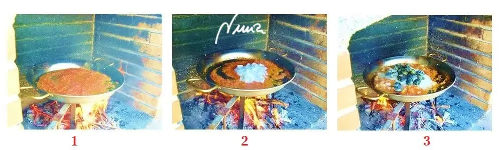 Paella de marisco, paso 19: Añadir el arroz y las almejas y rehogarlo unos minutos.-3-