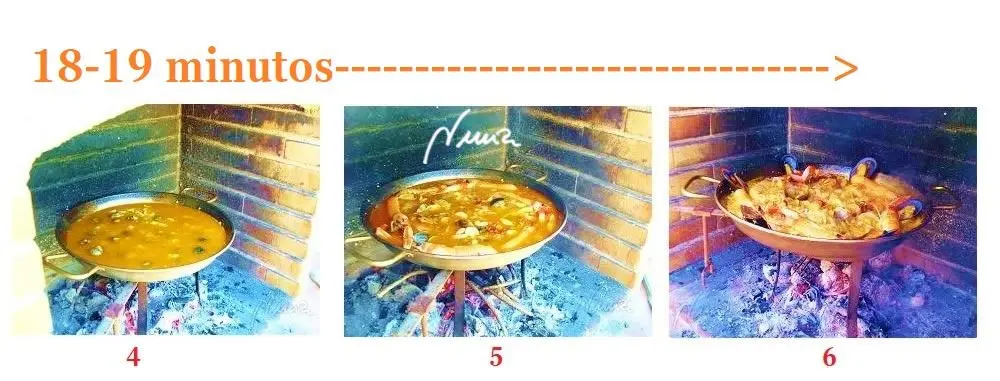 Paella de marisco, paso 25: Probar un poco de arroz para verificar su cocción.