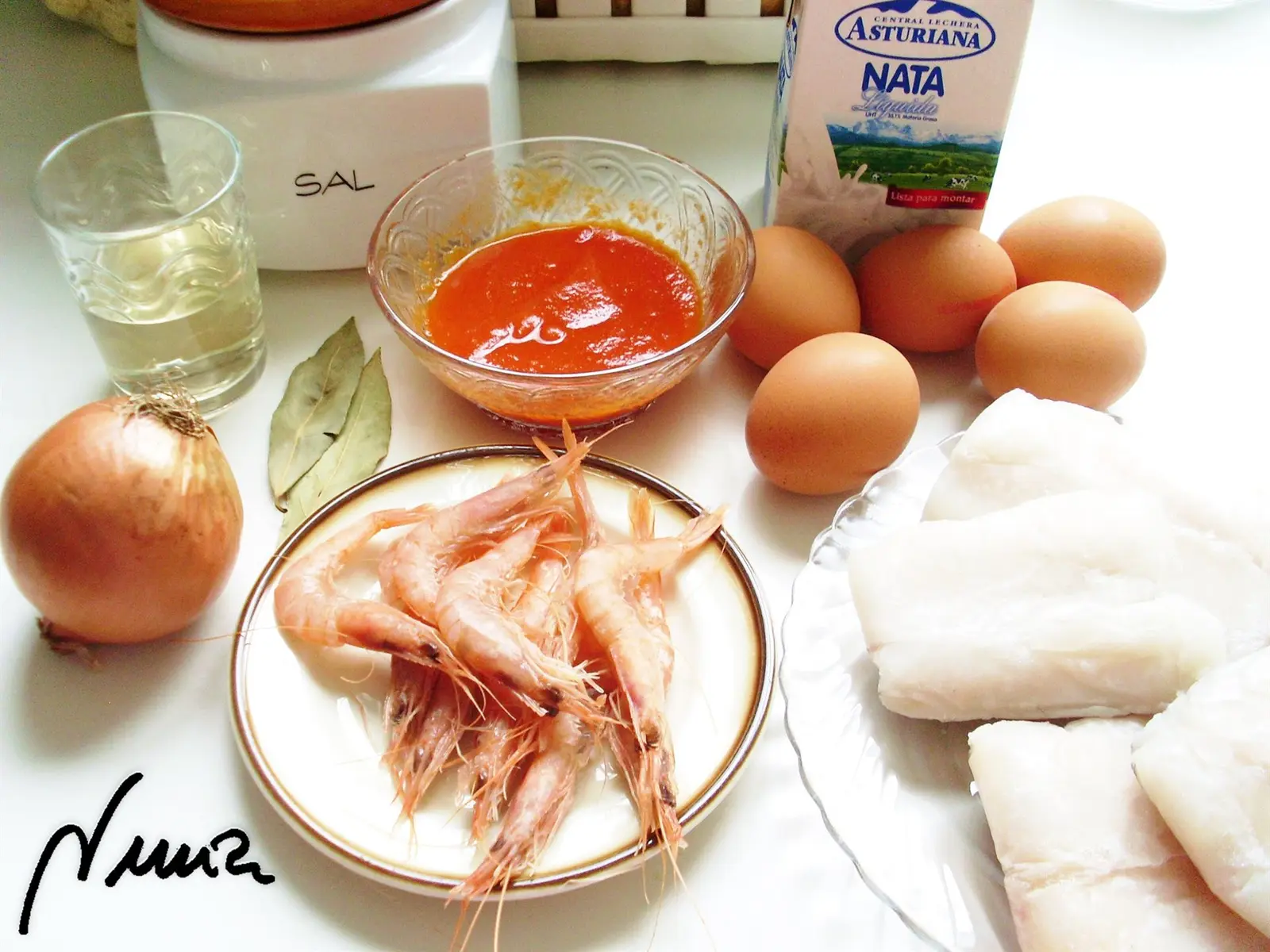 Pastel de merluza y gambas: ingredientes