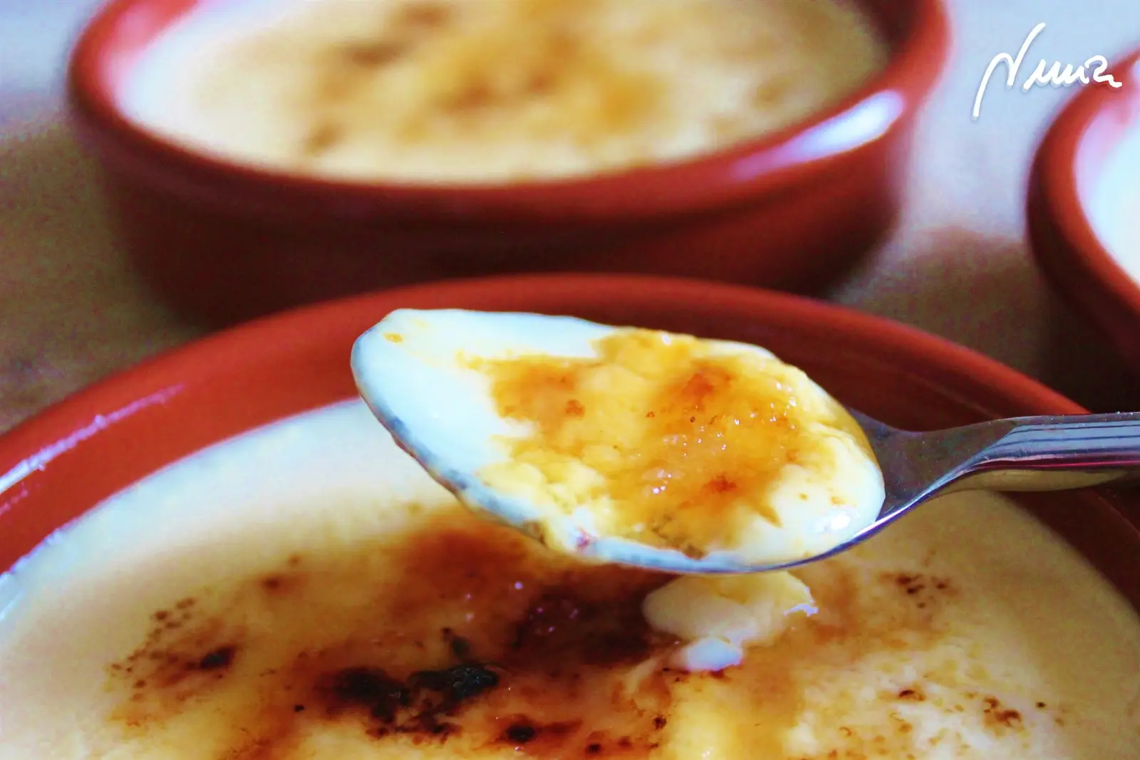 Crema catalana, paso 14: En una lámina de aluminio untado con mantequilla formar 4 círculos de azúcar a la medida…