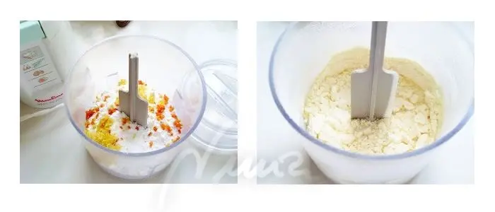 Roscón de Reyes, paso 4: 4- Mezclar con triturador los 140 gramos de azúcar glas con las ralladuras de limón y…