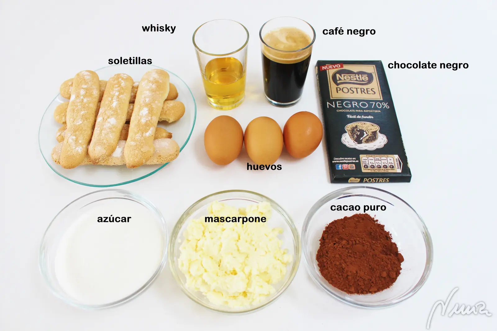 Tiramisú: ingredientes