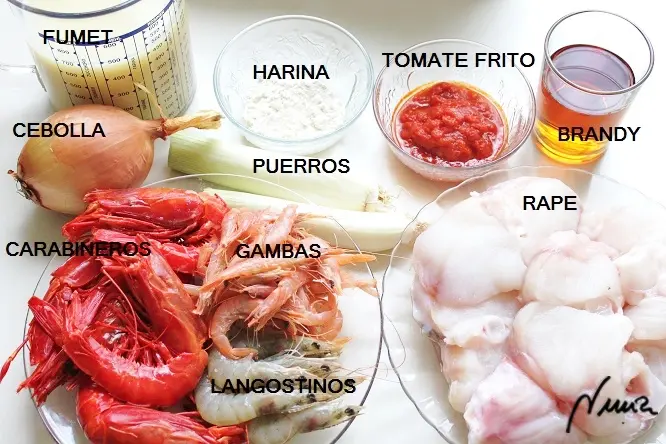 Rape con salsa de marisco: ingredientes