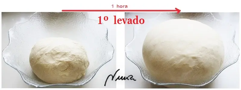 Pan para hamburguesas (adaptado a La Cocinera), paso 5: Reposar 1 hora, hasta que doble su volumen, habrá concluido el primer levado: