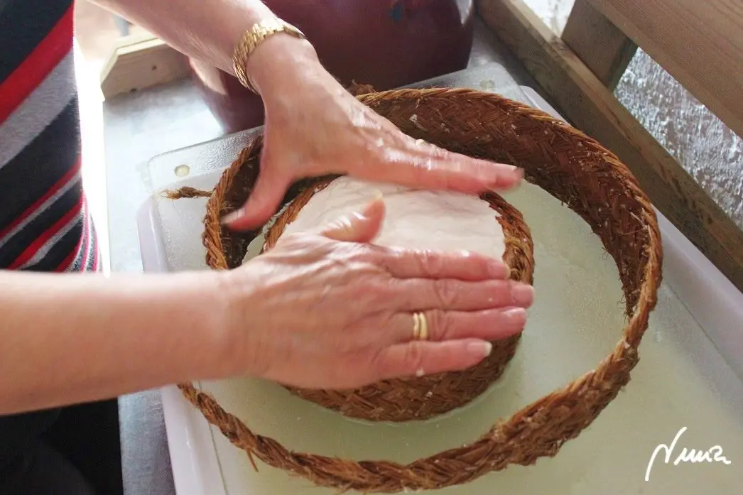 Queso fresco de vaca, casero, proceso paso a paso, paso 26: Volver a reajustar el espacio del cincho y atarlo bien en contorno: