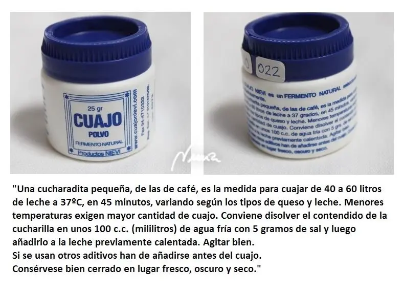 Queso fresco de vaca, casero, proceso paso a paso: ingredientes