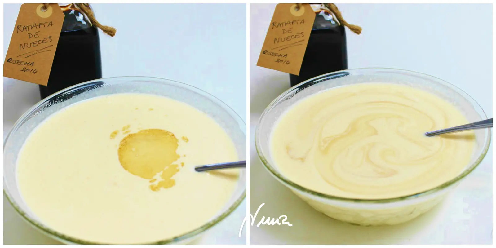 Helado de nueces, paso 12: Añadir la cucharadita de ratafía y remover bien: