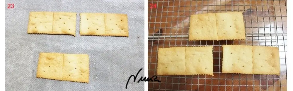 Galletas de agua o crackers, paso 36: Colocarlas en una rejilla para enfriarlas y evitar que el calor residual de la bandeja…