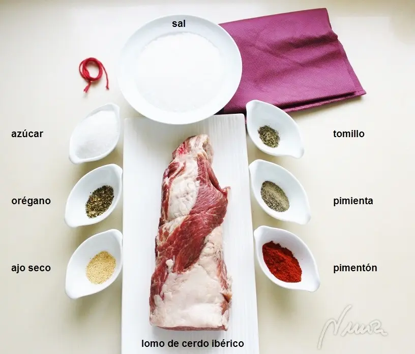 Lomo de cerdo ibérico curado: ingredientes