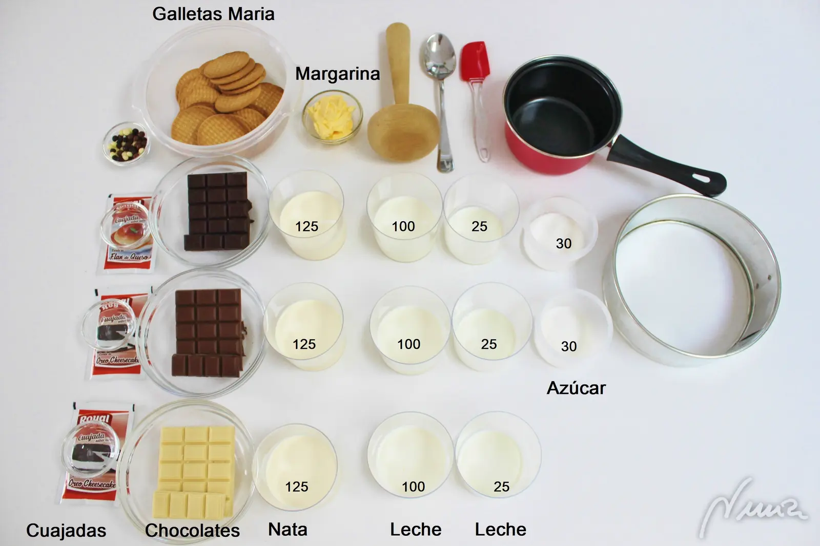 Tarta 3 chocolates: ingredientes